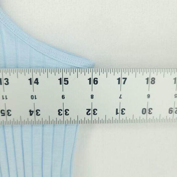 Zara US Medium Rib Knit Dress Button Down Front Baby Blue NWT - Picture 7 of 8